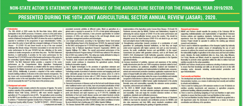 Joint Agricultural Sector Annual Review(JASAR), 2020.fw