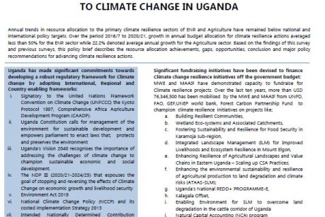 challenges and opportunities climate resilient change in Uganda